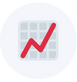 Icon of a red upward-trending line graph on a grid background, symbolizing growth, success, and business performance.